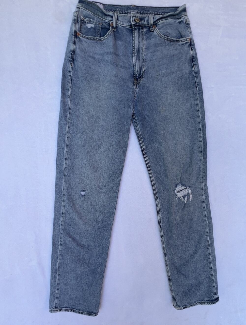 GAP 90s Loose Jeans Womens 29/8 Tall High Rise Distressed Light Wash Denim